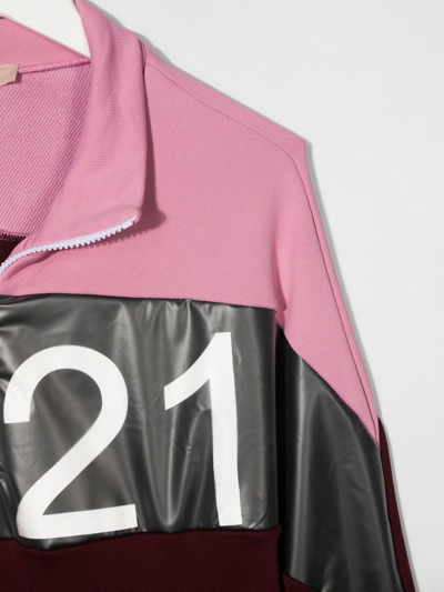 Shop N°21 Teen Colour-block Zip-up Sweatshirt In Pink