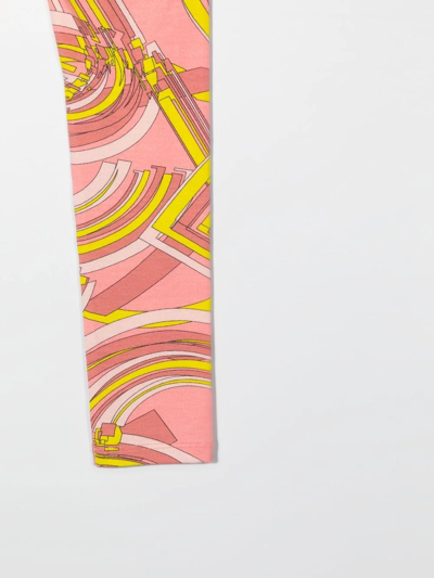 Shop Emilio Pucci Junior Abstract-print Stretch-cotton Leggings In Pink