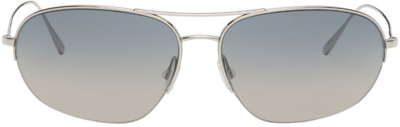 Shop Oliver Peoples Silver Kondor Sunglasses In 50366i Silver / Dark