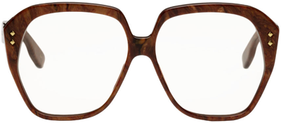 Shop Gucci Brown Geometric Glasses In 001 Brown