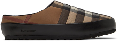Shop Burberry Brown & Beige Northaven Check Slippers In Birch Brown Ip Chk