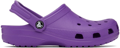 Shop Crocs Purple Classic Clogs In 518 Neon Purple
