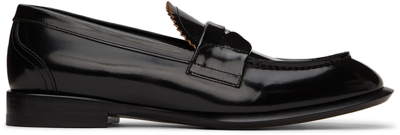 Shop Alexander Mcqueen Black Leather Loafers In 1081 Black/silver