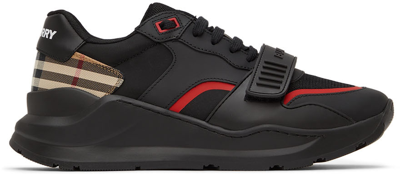 Shop Burberry Black Ramsey Check Sneakers