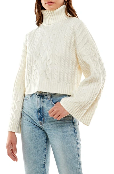 Wayf Sweet Nothings Cable Turtleneck Sweater In Ivory | ModeSens