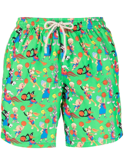 Shop Mc2 Saint Barth Graphic-print Swim Shorts In Green