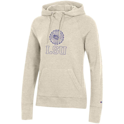 Shop Champion Heathered Oatmeal Lsu Tigers College Seal Pullover Hoodie