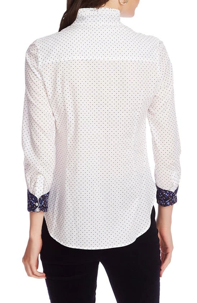 Shop Court & Rowe Heritage Foulard Pleated Button-up Cotton Shirt In Ultra White