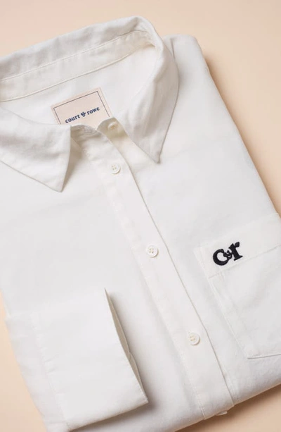 Shop Court & Rowe Logo Embroidered Button-up Shirt In Ultra White