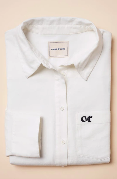 Shop Court & Rowe Logo Embroidered Button-up Shirt In Ultra White