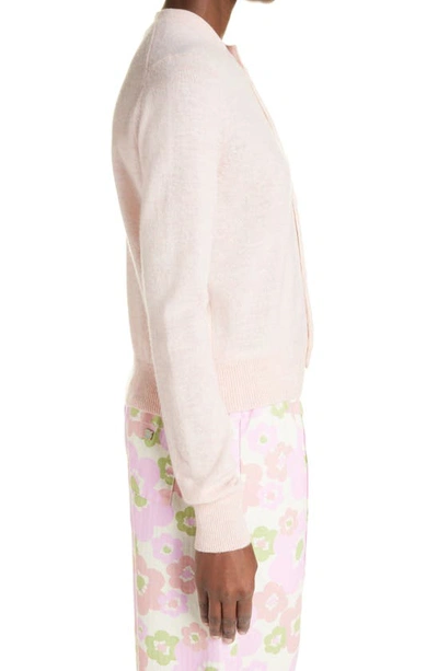 Shop Acne Studios Keva Face Patch Wool Cardigan In Faded Pink Melange