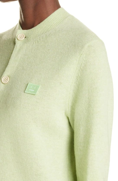 Shop Acne Studios Keva Face Patch Wool Cardigan In Pale Green Melange