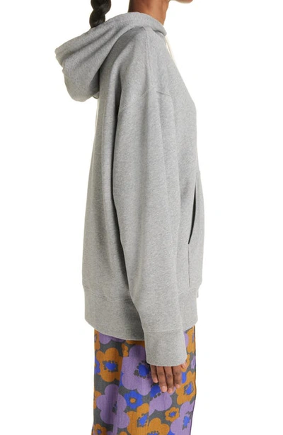 Shop Acne Studios Fonbar Face Patch Oversize Organic Cotton Hoodie In Light Grey Melange