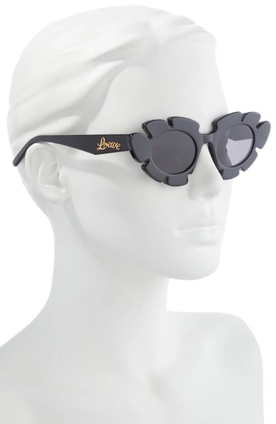 Shop Loewe 47mm Tinted Oval Sunglasses In Shiny Black / Smoke