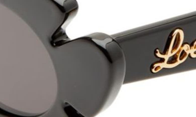 Shop Loewe 47mm Tinted Oval Sunglasses In Shiny Black / Smoke