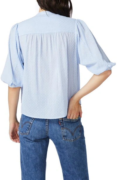 Shop Court & Rowe Clip Dot Short Sleeve Cotton Shirt In Chambray Blue