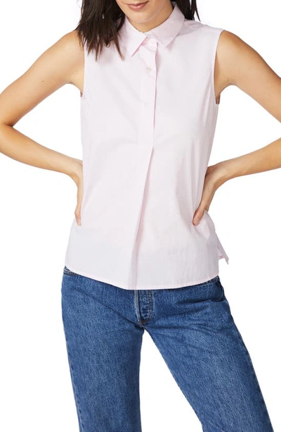Shop Court & Rowe Wide Stripe Sleeveless Cotton Shirt In Chambray Pink