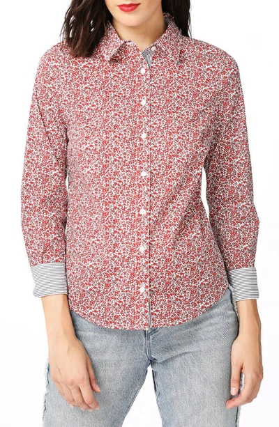 Court & Rowe Sweet Ditsy Fields Print Shirt In Bright Rouge | ModeSens