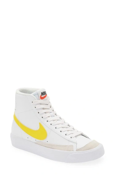 Shop Nike Kids' Blazer Mid '77 Vintage Sneaker In White/ Vivid Sulfur/ Pecan