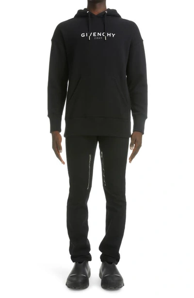 Shop Givenchy Classic Fit Logo Hoodie In Black