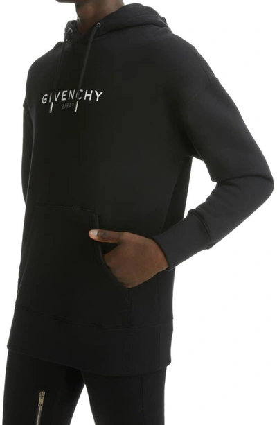 Shop Givenchy Classic Fit Logo Hoodie In Black