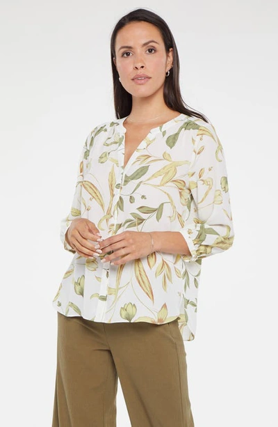 Shop Nydj High/low Crepe Blouse In Giverny Garden