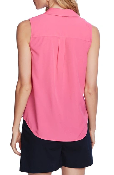 Shop Court & Rowe Collared Button Front Sleeveless Shirt In Vineyard Pink