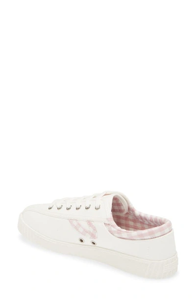 Tretorn Nylite Plus Canvas Sneakers In White/ Pink Gingham
