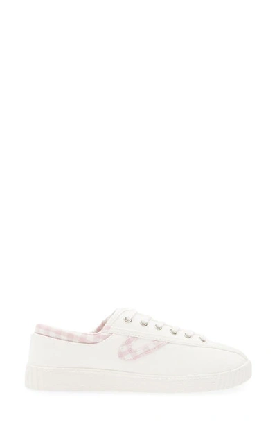 Tretorn Nylite Plus Canvas Sneakers In White/ Pink Gingham