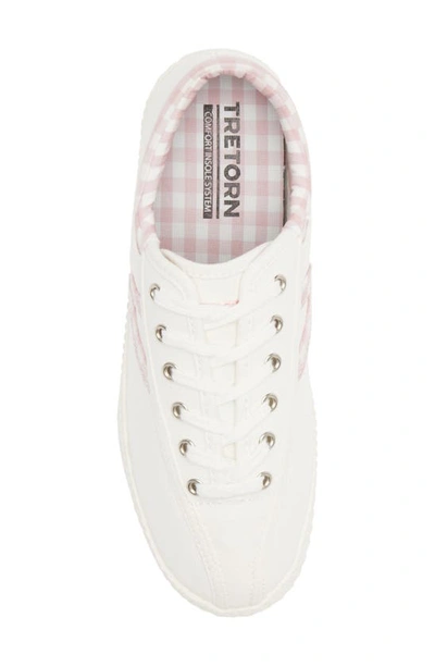 Tretorn Nylite Plus Canvas Sneakers In White/ Pink Gingham