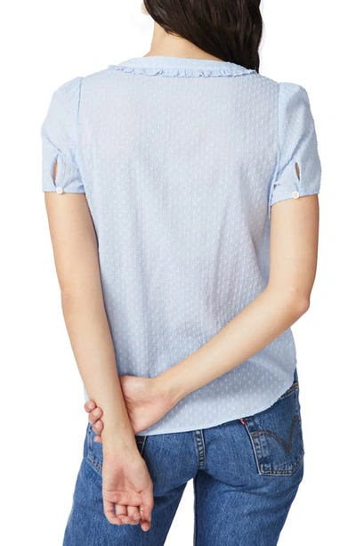 Shop Court & Rowe Clip Dot Cotton Blouse In Chambray Blue