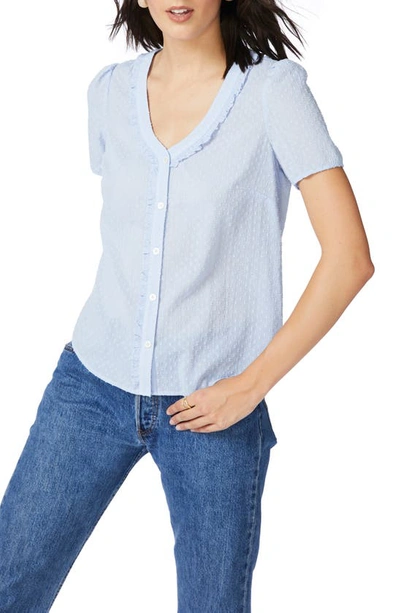 Shop Court & Rowe Clip Dot Cotton Blouse In Chambray Blue