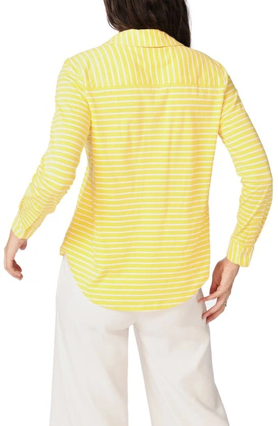 Shop Court & Rowe Classic Stripe Cotton Button-up Blouse In Canary Gold