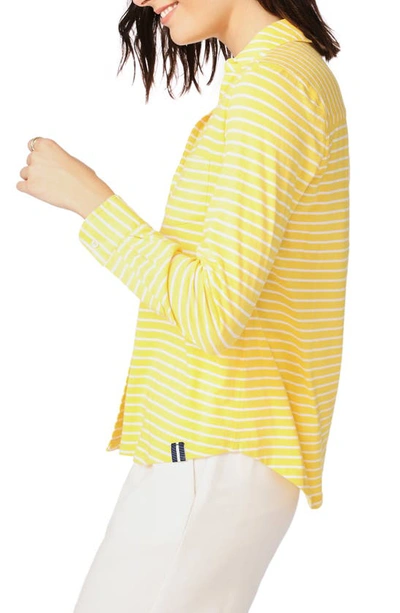 Shop Court & Rowe Classic Stripe Cotton Button-up Blouse In Canary Gold