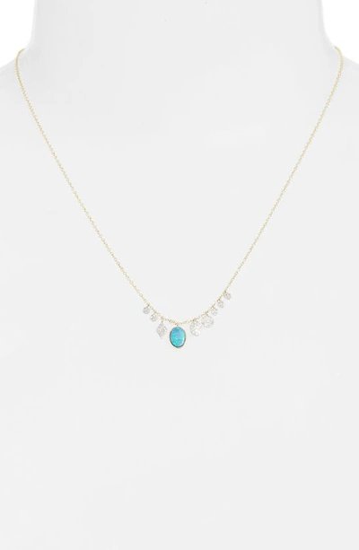 Shop Meira T Oval Opal & Pavé Diamond Necklace In 14k Yellow Gold/ Opal