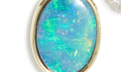 Shop Meira T Oval Opal & Pavé Diamond Necklace In 14k Yellow Gold/ Opal