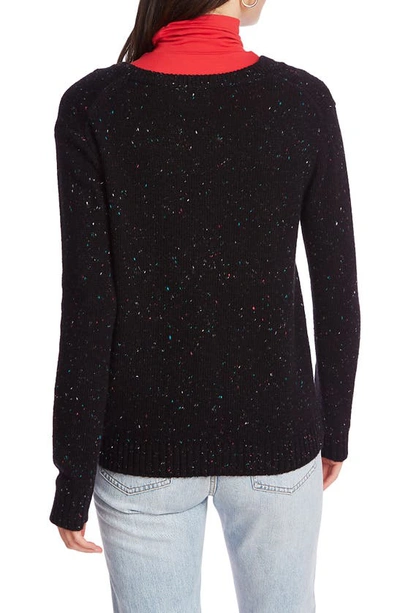 Court & Rowe Nep Flecked V-neck Sweater In Rich Black