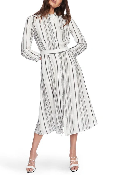 Shop Court & Rowe Long Sleeve Stripe Midi Shirtdress In Soft Ecru