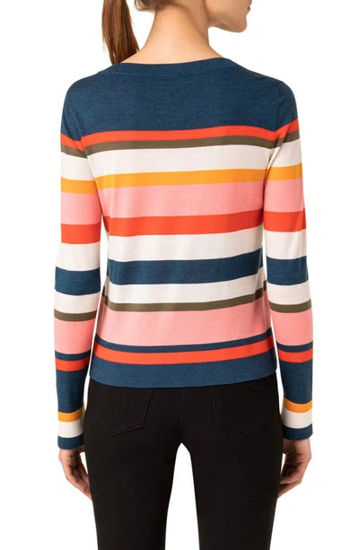 Shop Akris Punto Kodak Stripe Wool Sweater In Denim-multi