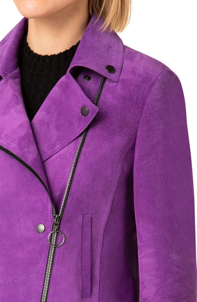 Shop Akris Punto Suede Biker Jacket In Purple