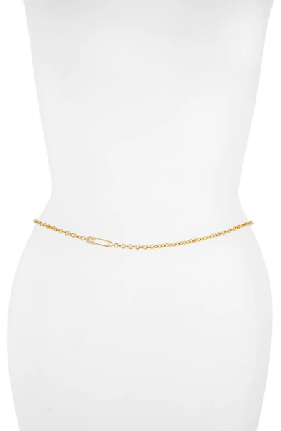 Shop Vidakush Safety Pin Charm Belly Chain In Gold