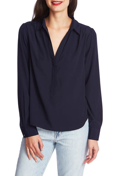 Shop Court & Rowe Henley Blouse In Blue Night