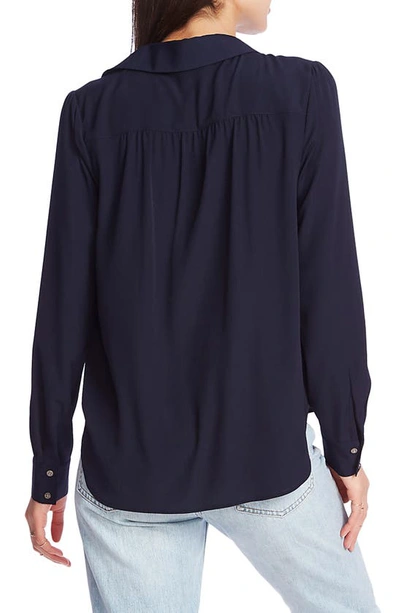 Shop Court & Rowe Henley Blouse In Blue Night