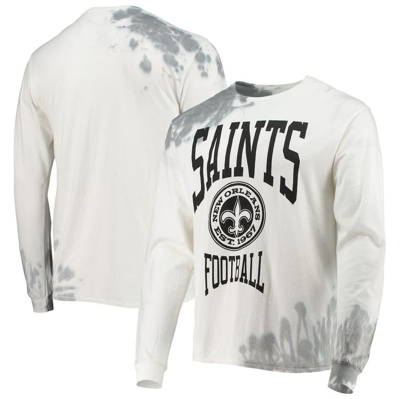 Shop Junk Food Cream New Orleans Saints Tie-dye Long Sleeve T-shirt In White