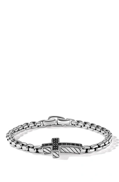 DAVID YURMAN PAVÉ BLACK DIAMOND CROSS STATION BRACELET B15466MSSABDM