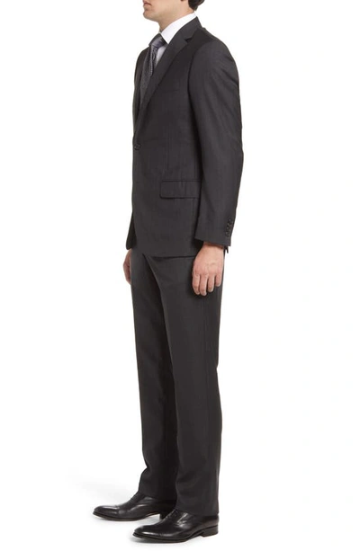 Shop Hickey Freeman Infinity Stripe Wool Suit In Charcoal