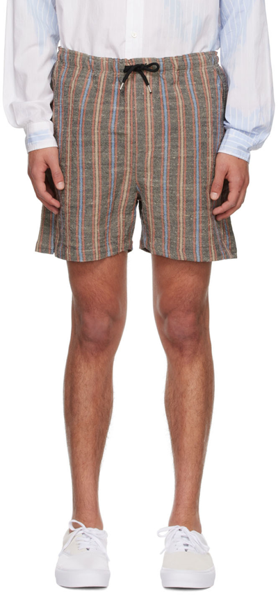Shop Schnayderman’s Multicolor Linen Shorts In Multi Stripe