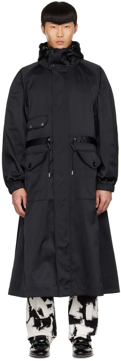 Shop Alexander Mcqueen Black Polyester Coat In 1000 Black