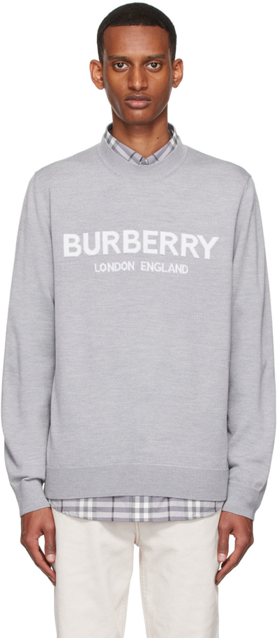 Shop Burberry Gray Fennell Sweater In Grey Melange