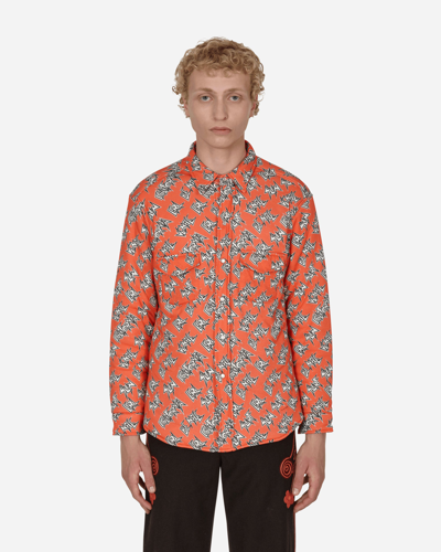 Shop Erl Padded Cotton Overshirt Orange In Pink